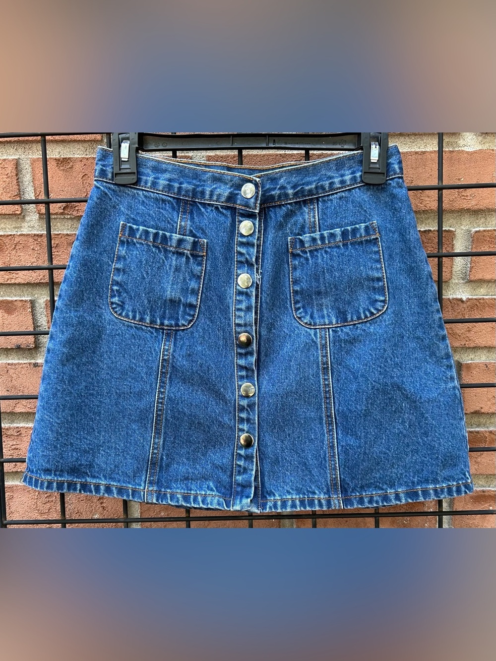 BDG Blue Button-Front Denim Skirt